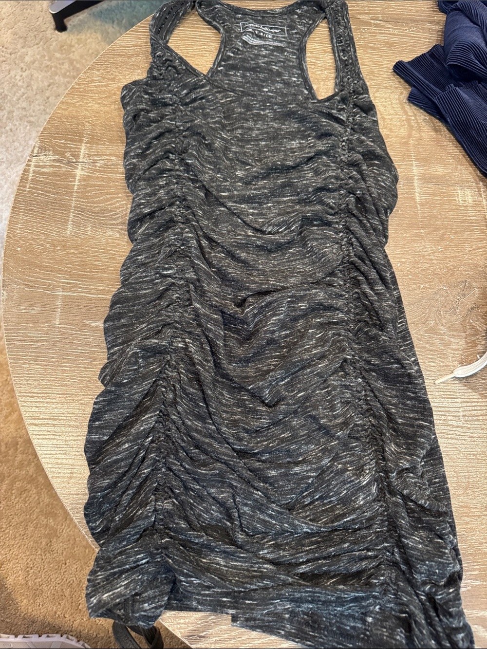 Wendy Bellissimo Black Heather Ruched Racerback Midi Dress